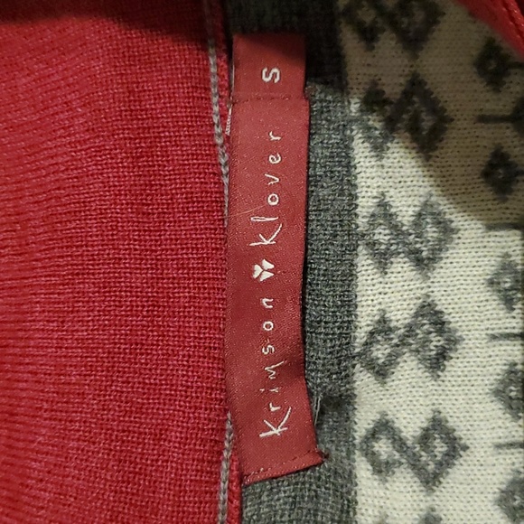 Krimson Klover women's S grey design zip up sweater with red accent - Picture 3 of 4